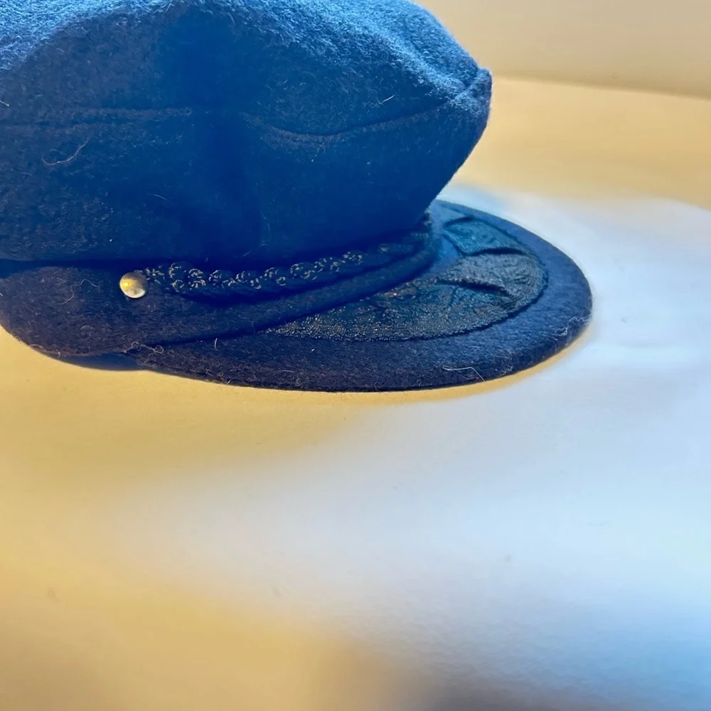 🧢 Vintage Greek Fisherman’s Cap Black Wool Blend Made in Greece